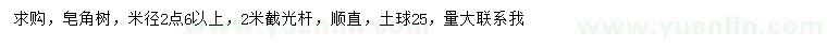 求购米径2.6公分以上皂角树