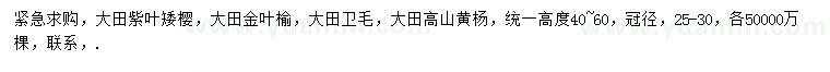 求购紫叶矮樱、金叶榆、卫矛等