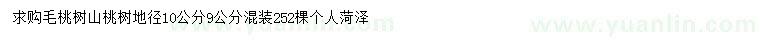 求购地径9、10公分毛桃树、山桃树