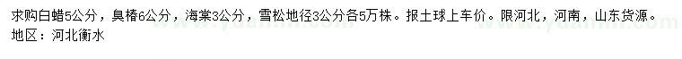 求购白蜡、臭椿、海棠等