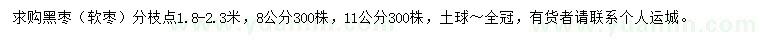 求购8、11公分黑枣、软枣