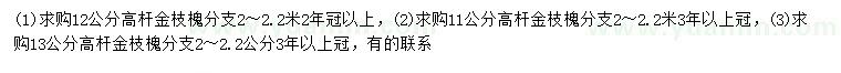 求购11、12、13公分高杆金枝槐