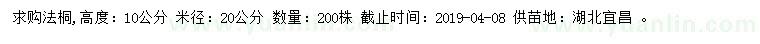 求购米径20公分法桐