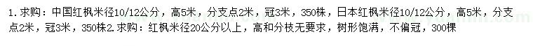 求购中国红枫、日本红枫、红枫