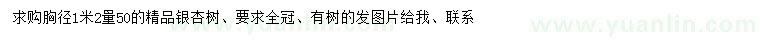 求购胸径1.2米量50公分银杏