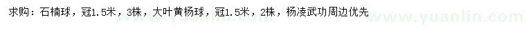 求购冠幅1.5米石楠球、大叶黄杨球