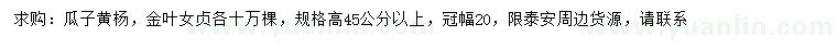 求购高45公分以上瓜子黄杨、金叶女贞