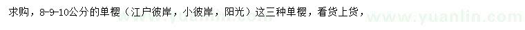 求购8、9、10公分单樱