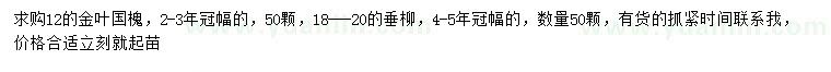 求购12公分金叶国槐、18-20公分垂柳