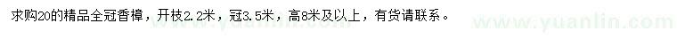 求购冠幅3.5米以上香樟