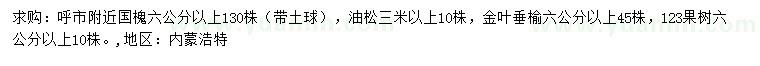 求购国槐、油松、金叶垂榆等