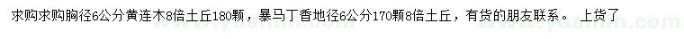 求购胸径6公分黄连木、地径6公分暴马丁香