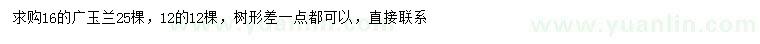 求购12、16公分广玉兰