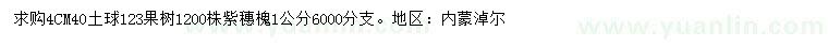 求购4公分123果树、1公分紫穗槐