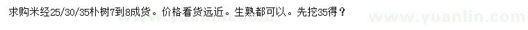 求购米径25、30、35公分朴树