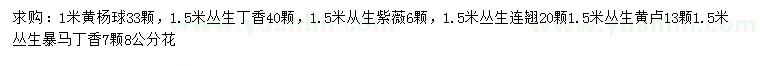 求购黄杨球、丛生丁香、从生紫薇等