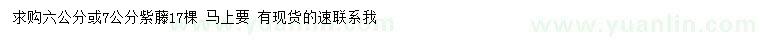 求购6、7公分紫藤