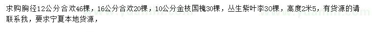 求购合欢、金枝国槐、丛生紫叶李