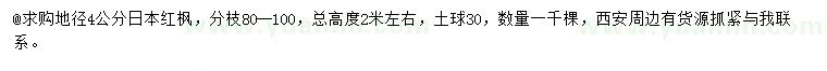 求购地径4公分日本红枫