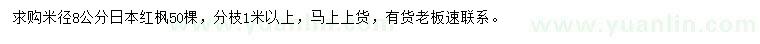 求购米径8公分日本红枫