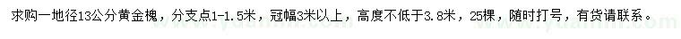 求购地径13公分黄金槐