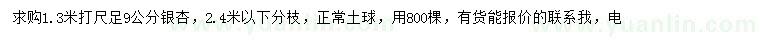 求购1.3米打尺9公分银杏