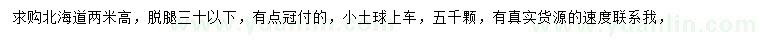 求购高2米北海道黄杨