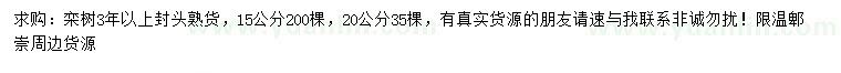 求购15、20公分栾树