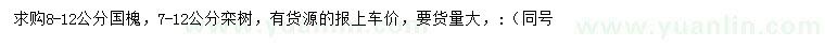 求购8-12公分国槐、7-12公分栾树