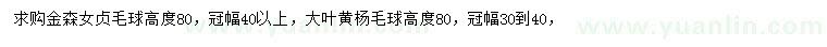 求购高80公分金森女贞毛球、大叶黄杨毛球