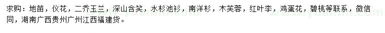 求购二乔玉兰、仪花、深山含笑等