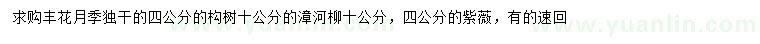 求购丰花月季、构树、漳河柳等