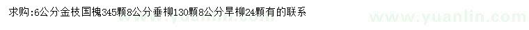 求购金枝国槐、垂柳、旱柳