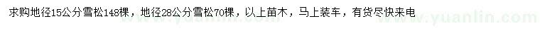 求购地径15、28公分雪松