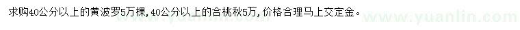 求购40公分以上黄波罗、合桃秋