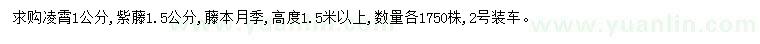 求购凌霄、紫藤、藤本月季