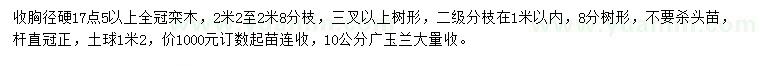 求购胸径17.5公分以上栾木、10公分广玉兰