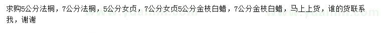 求购法桐、女贞、金枝白蜡