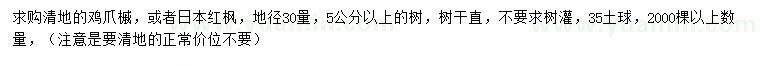 求购30量5公分以上鸡爪槭、日本红枫
