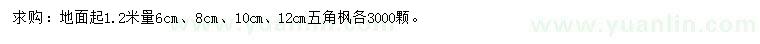 求购胸径6、8、10、12公分五角枫