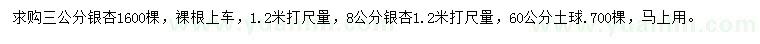 求购1.2米打尺量3、8公分银杏