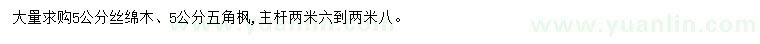 求购5公分丝绵木、五角枫