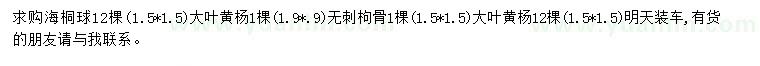 求购海桐球、大叶黄杨、无刺枸骨等