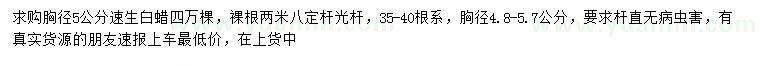 求购胸径4.8-5.7公分速生白蜡