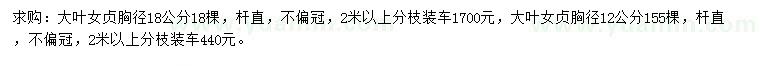 求购胸径12、18公分大叶女贞