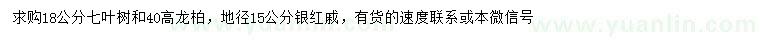 求购七叶树、龙柏、银红槭