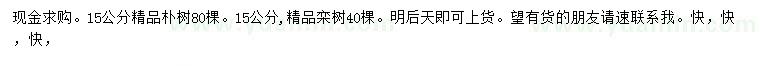 求购15公分朴树、栾树