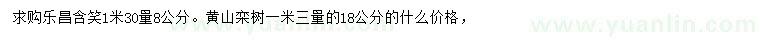 求购1.3米量8公分乐昌含笑、18公分黄山栾树