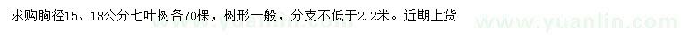 求购胸径15、18公分七叶树