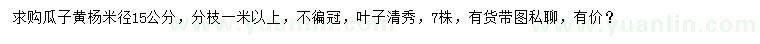 求购米径15公分瓜子黄杨